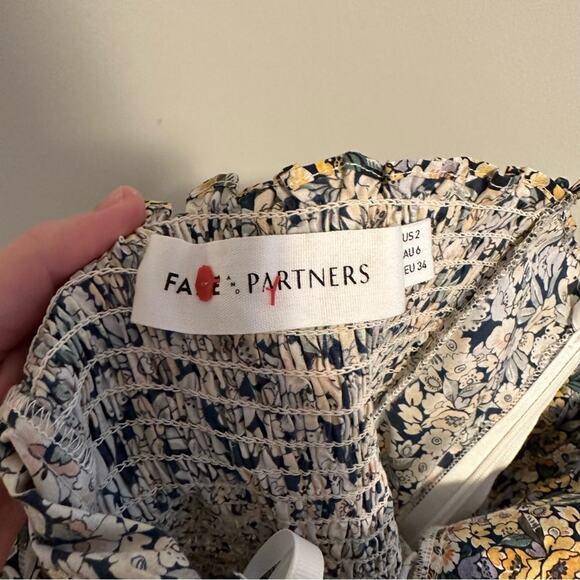 Fame and Partners Blue Yellow Floral Cotton Maxi Dress 2 - Picture 13 of 14